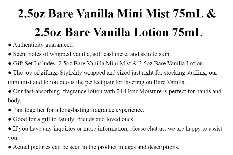 Victoria's Secret Bare Vanilla Gift Set