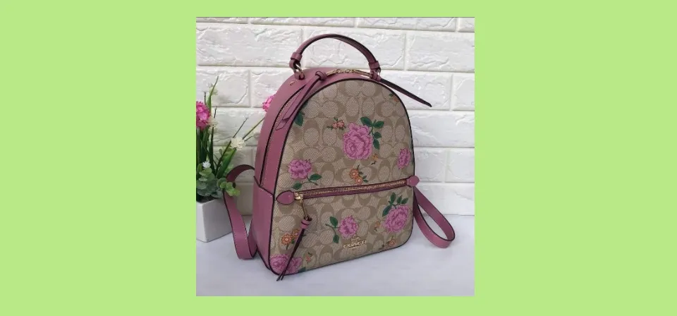 Coach backpack rose discount print