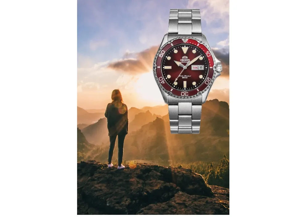 Orient Kamasu Mako Root Beer Burgundy Dial Stainless Steel