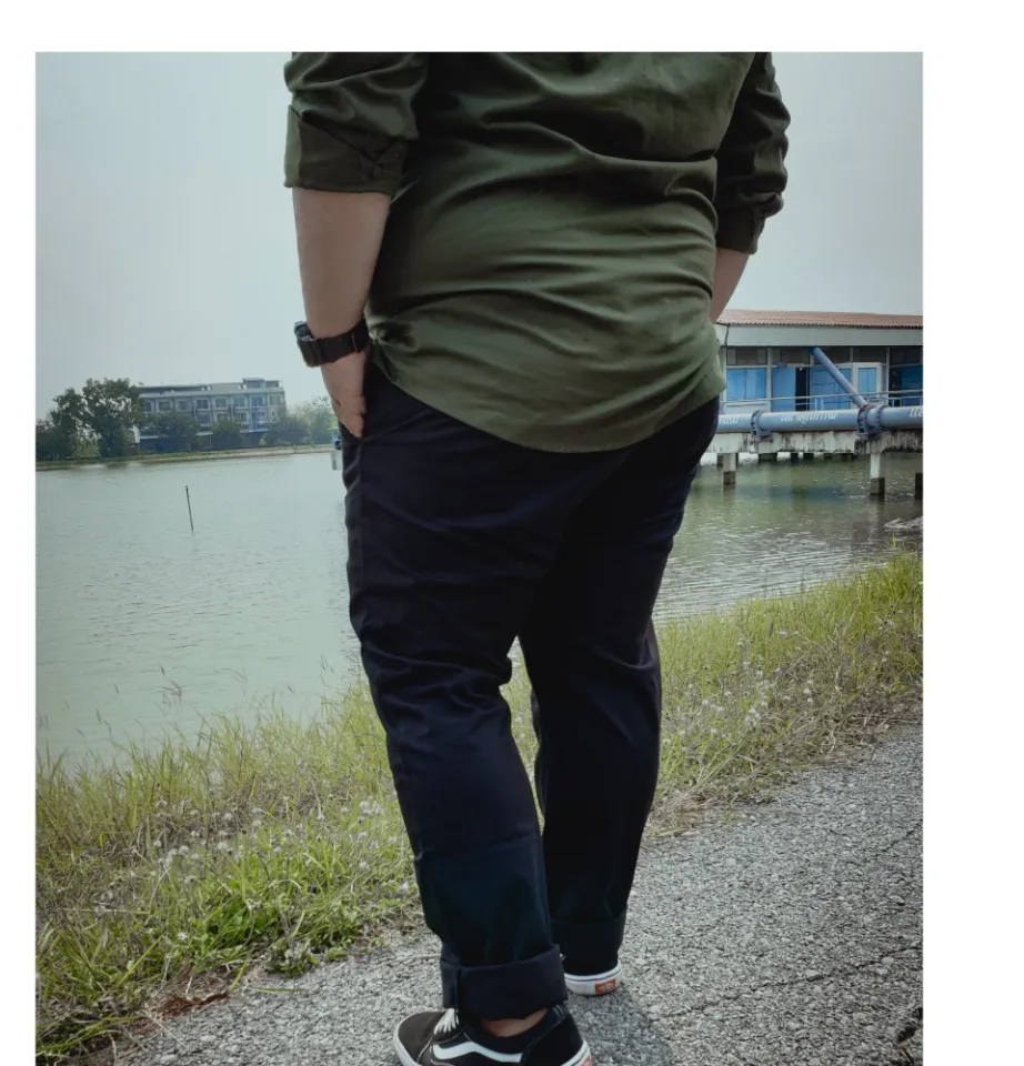 กางเกงชิโน่เอวยืด Flexband ทรงตรงผู้ชายอ้วน