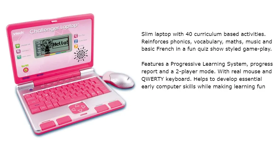 VTech Challenger Laptop Rosa Per Pre-scuola Bambini │ Pedagogico Computer  Toy │ 50803649531 