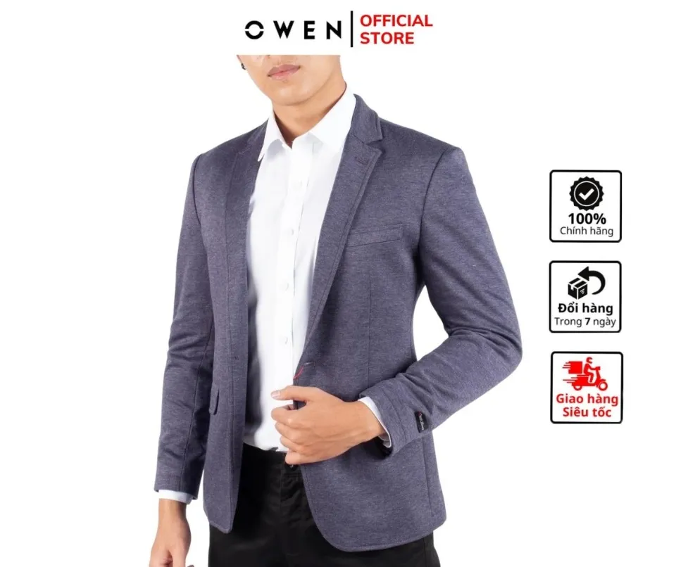 Áo Khoác Jacket Owen JK231605 màu đen sọc họa tiết chìm dáng regular fit cổ  đứng áo khoác nhẹ chất liệu Polyester OwenShop