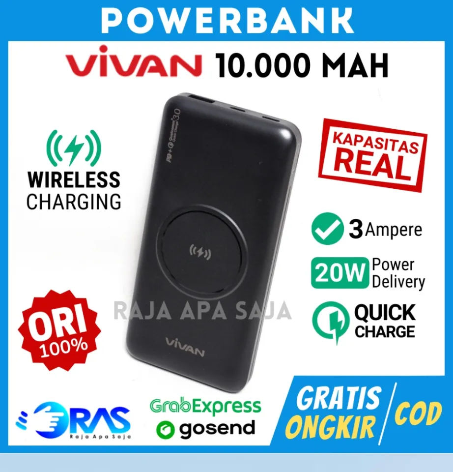 Powerbank Vivan 10000 mAh Wireless 20 Watt 3A Fast Charging 20W