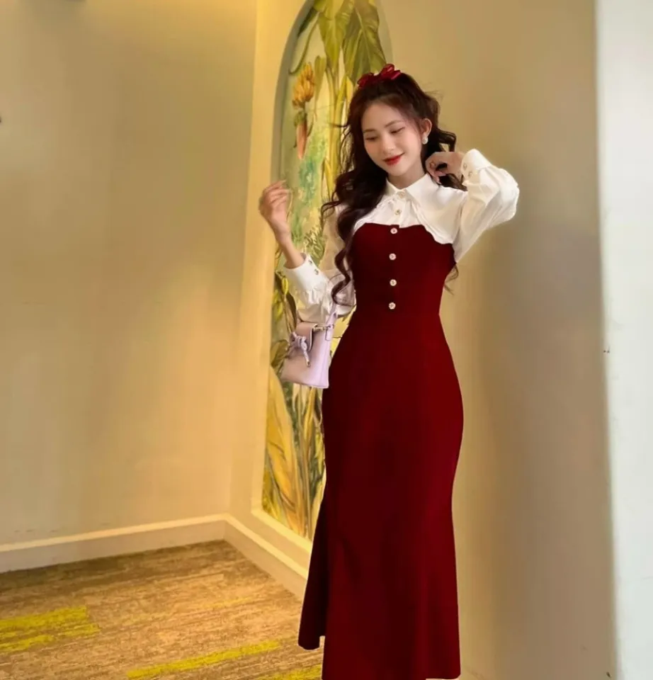 Bộ chân váy Lovito vải nhung cổ xếp nếp cài nút màu trơn dễ thương cho nữ  L73AD122 | Shopee Việt Nam