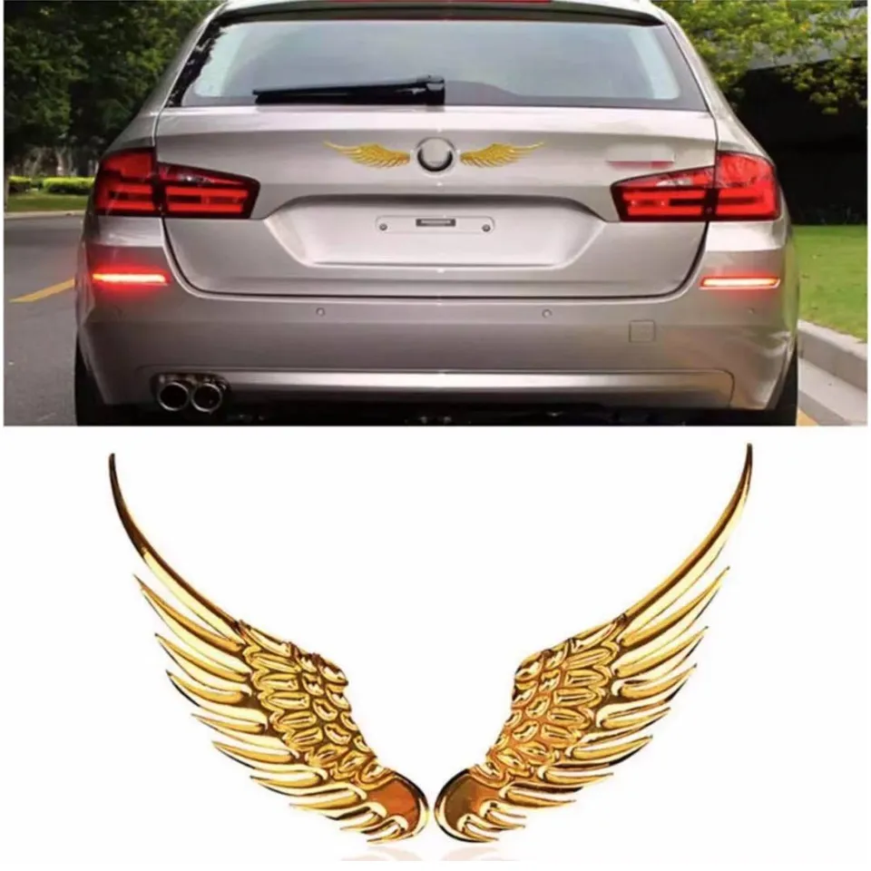 KT-Metal Stereo Angel Wing Car Decoration Stickers Badge Emblem Chrome Car  Auto Sticker Car 3d Large Wings Car Sticker（Gold）K-115 | Lazada PH