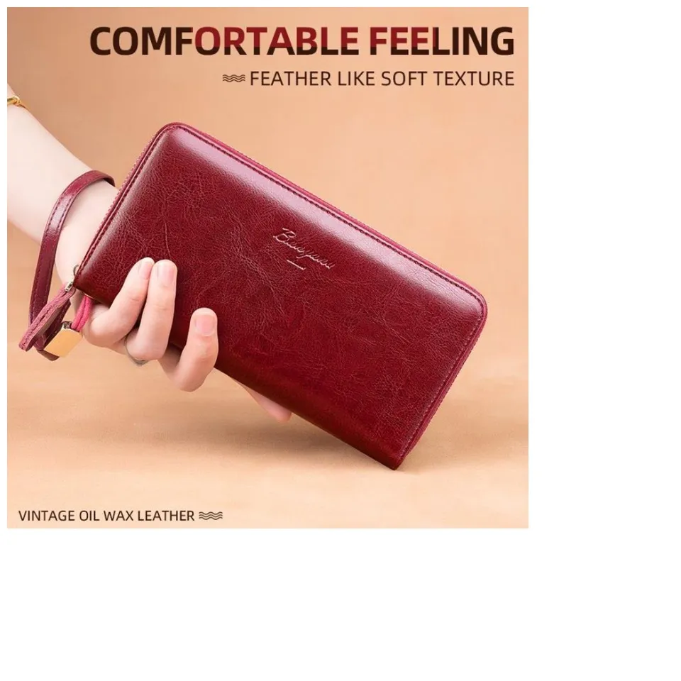 Alexvyan Women's Long Leather Wallet - Camel, 12.8x10.5cm - 3 Pocket Card Organizer, Zipper Compartment, Multi-Function Purse - View #10