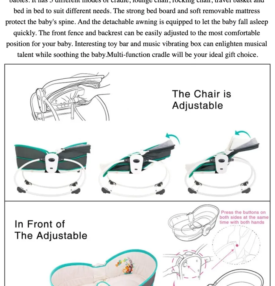 5-in-1 Portable Baby Rocking Bassinet Multifunctional Crib