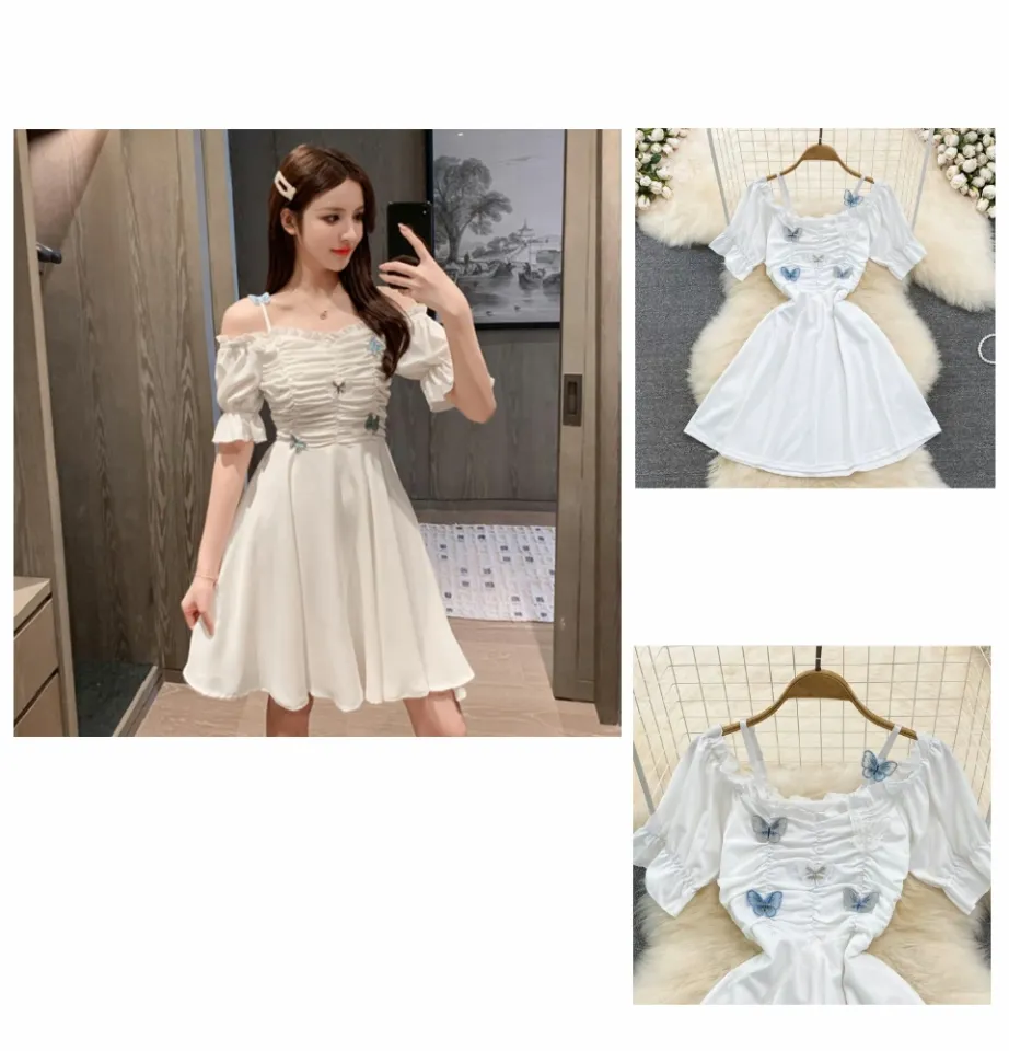LIRUXUN Elegant White Dress Women Korean Office Lady Patchwork Design Dress  Fairycore Vintage Evening Party Dress (Color : C, Size : L): Buy Online at  Best Price in UAE - Amazon.ae