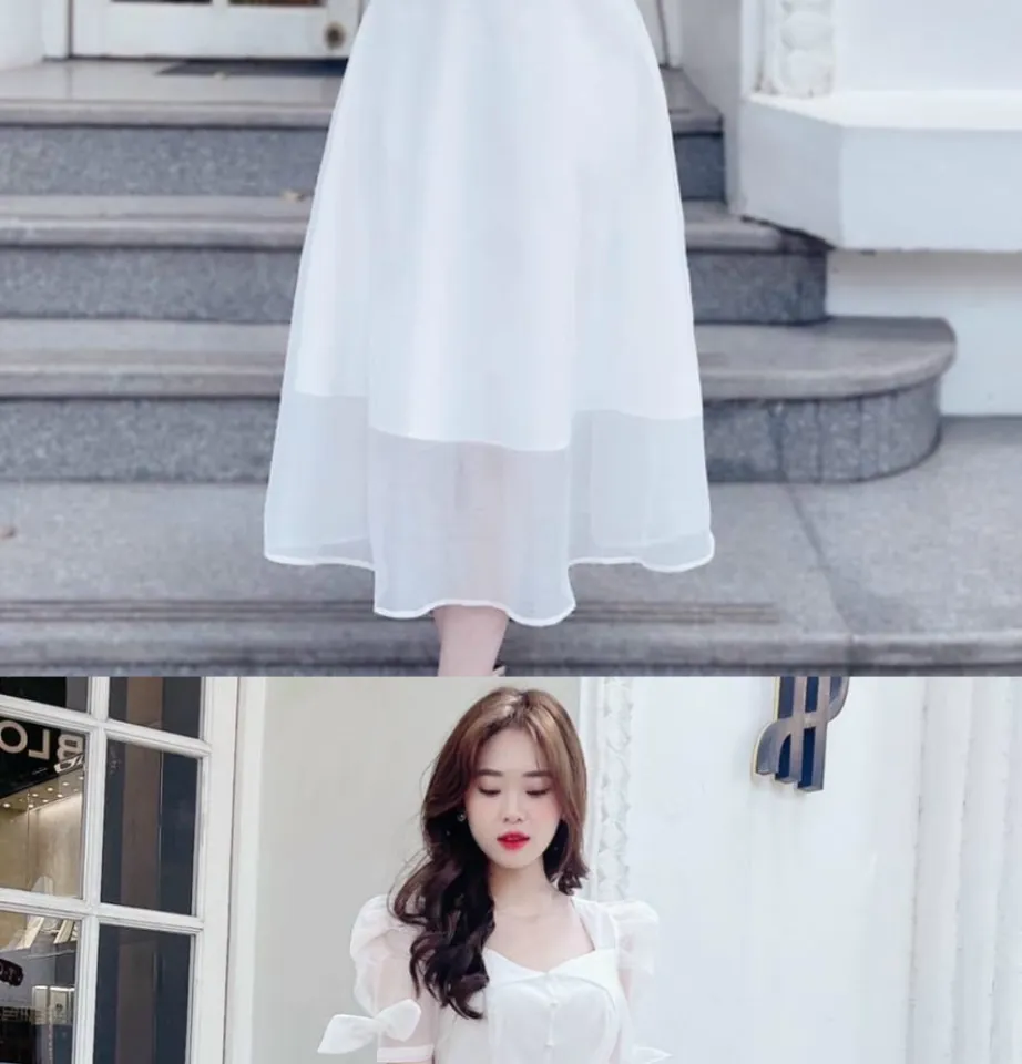 Váy tiểu thư màu trắng be 2 lớp siêu xinh - Đầm, váy nữ | ThờiTrangNữ.vn