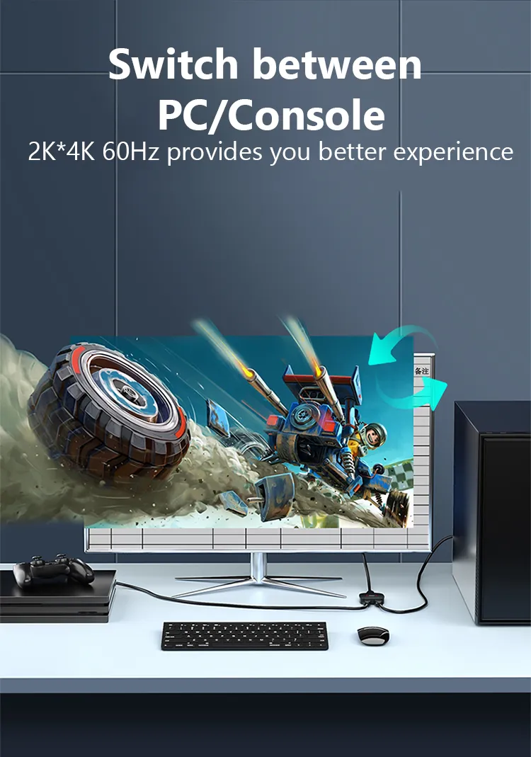 Samzhe Bi-Directional HDMI Splitter 4K Switch 3 <div><strong>NOTE:</strong></div> <div><strong>2 monitors CANNOT display simultaneously.</strong></div>