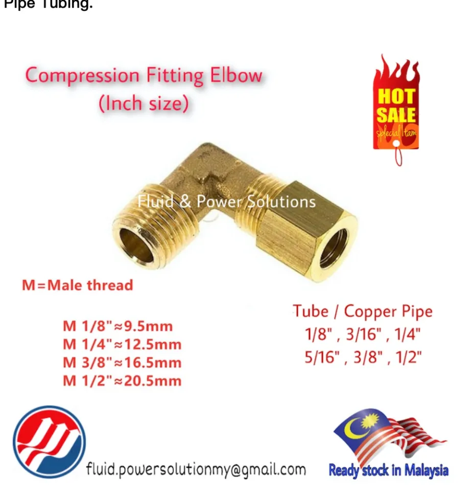 Compression Male Elbow Fitting BSPT(PT) thread 1/8,1/4,3/8 and