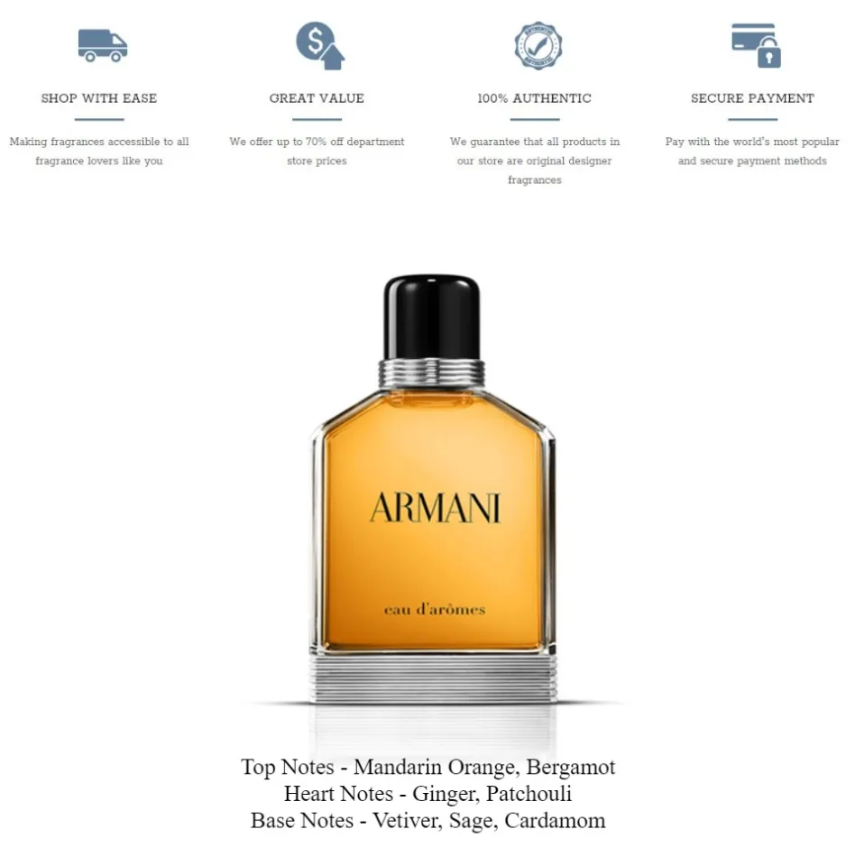 Giorgio Armani Eau d'Aromes Pour Homme EDT for Men (100ml) Eau de