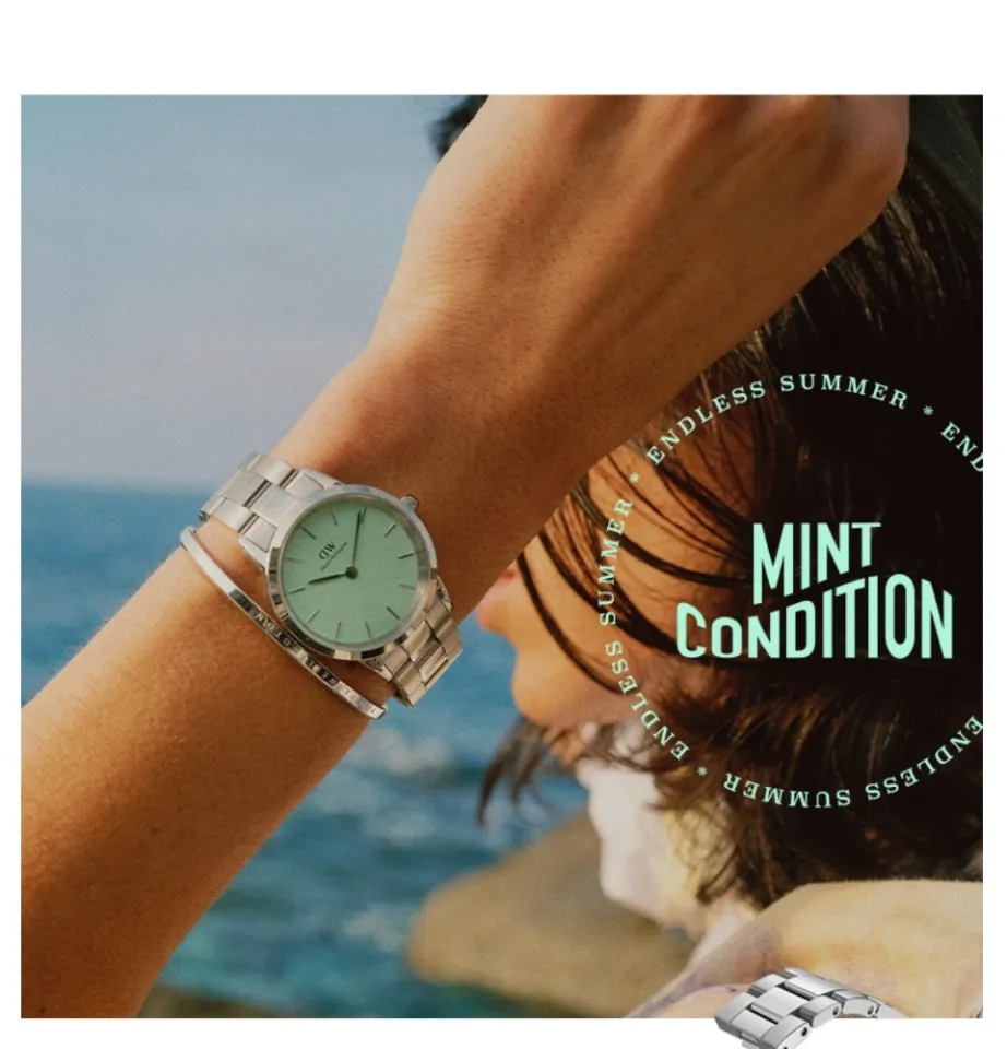 Daniel Wellington Iconic Link Mint 28 32 36mm Silver Pastel Green watch DW Unisex Watch for Men Women Fashion Watch DW Official Authentic Lazada PH