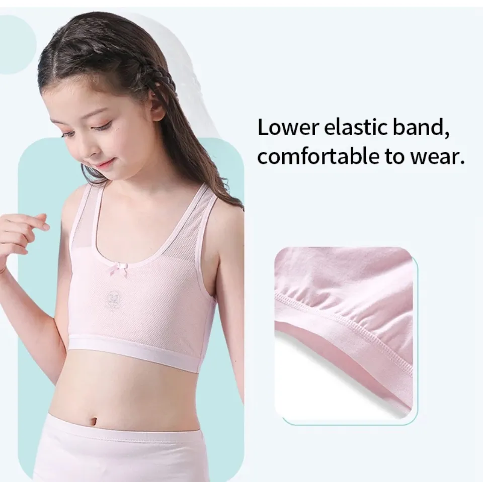 puberty transparent training bra  sayletre 8-16 Years Young Girls' Cotton  & Spandex Sports Training Bras Puberty Children Soft Breathable Underwear  Teenage Kids Crop Vest Tops Clothing Solid Color 7# - 5 Colors
