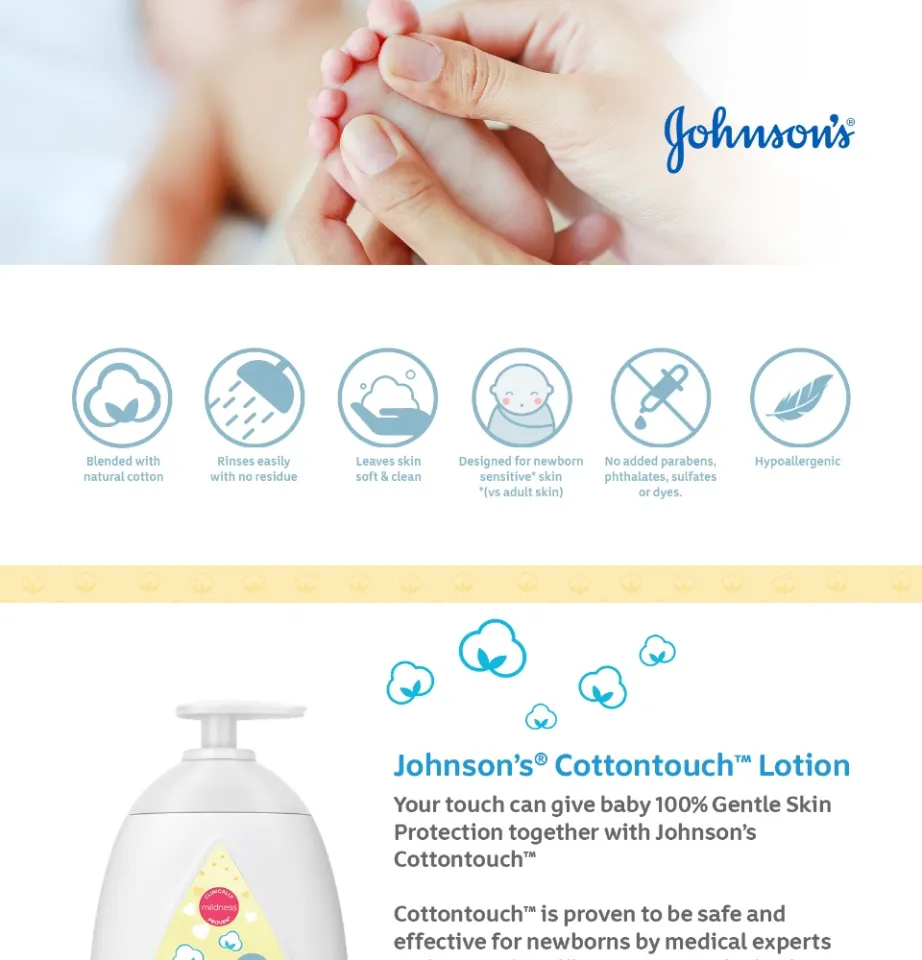 Buy Johnson's CottonTouch Newborn Baby Lotion, 500ml, Made With Natural  Cotton For Baby's Delicate Skin, pH Balanced, Hypoallergenic, Paraben Free  Moisturizer Online at Low Prices in India 