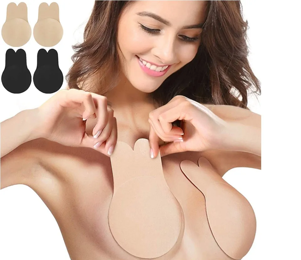 CAPIN Women Push Up Bras Self Adhesive Silicone Strapless Invisible Bra  Reusable Sticky Breast Lift Tape Rabbit Nipple Cover Bra Pads