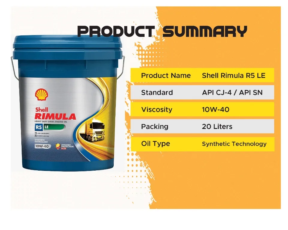 Shell Rimula R5 LE 10W40 CK4 (20 liters) - Heavy Duty Diesel