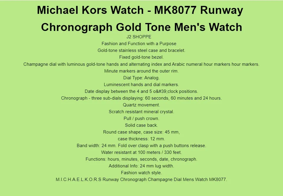 Michael kors men's on sale runway chronograph watch mk8077