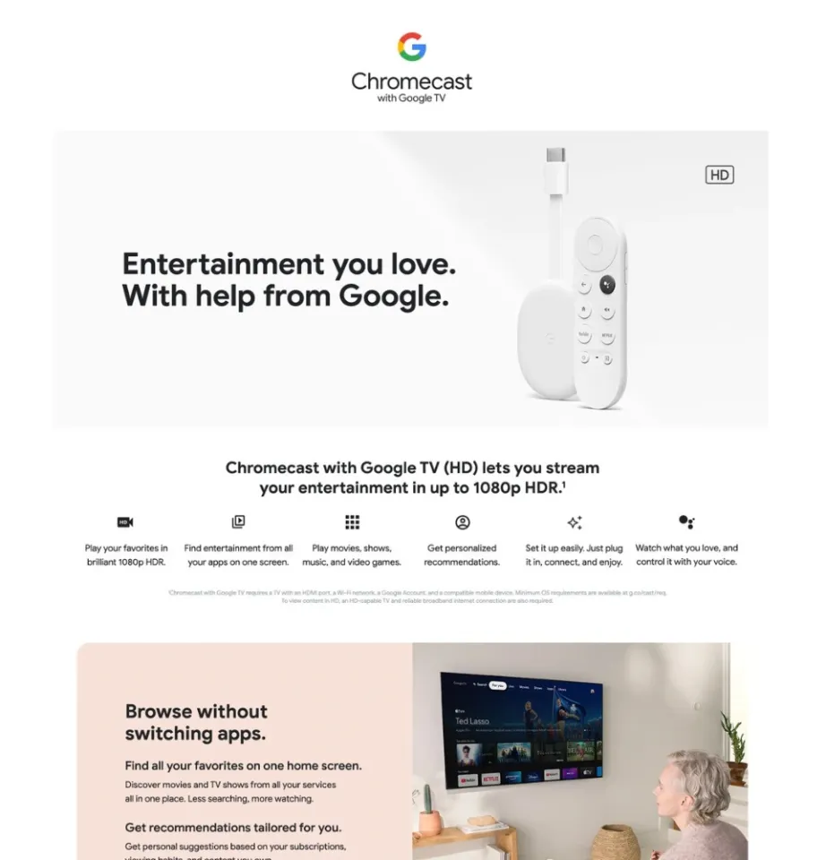Google Chromecast with Google TV 4K HDR Streaming Media Player Google  Assistant Voice Control in Snow in the Media Streaming Devices department  at