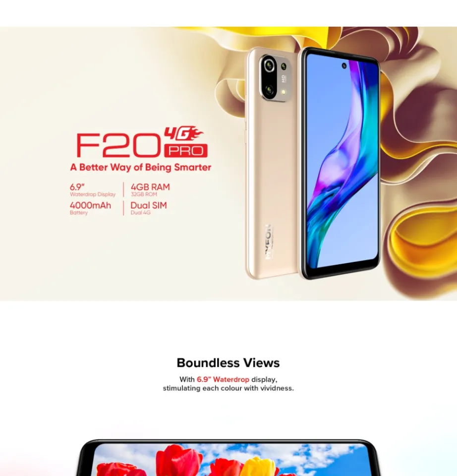 MYFON F20 PRO 4G LTE 4GB RAM 32GB ROM 6.9 Waterdrop Display 4000mAh Battery Android 10.1 1.5GHz Qaud Core Lazada