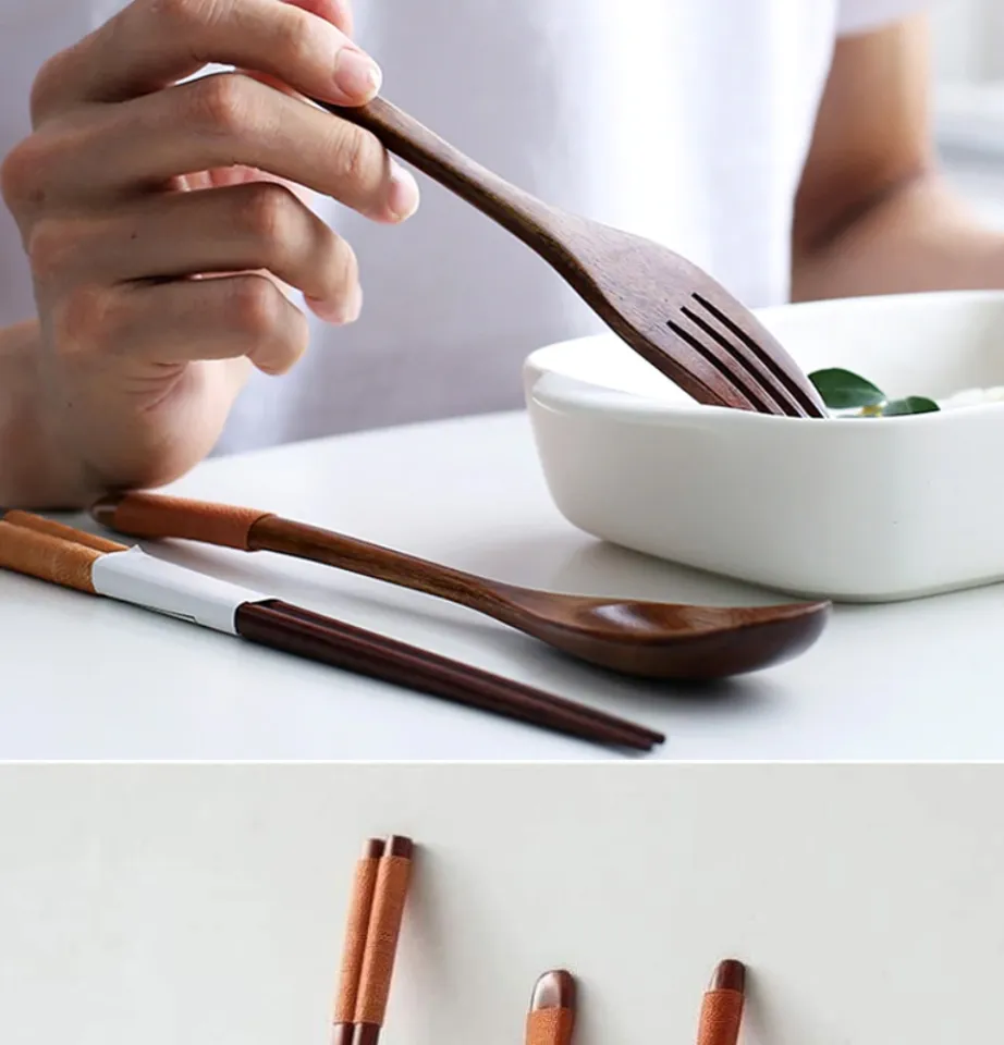 6Pcs Wooden Spoons And Forks, 3 Sets Of 8.86 Inch Wooden...