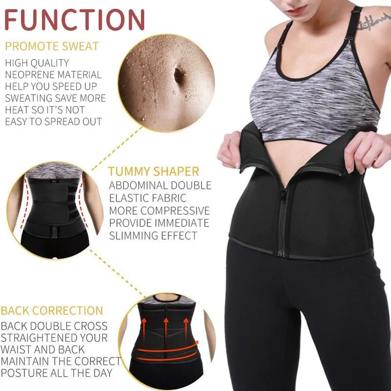 Women Back Braces Posture Corrector Corset Tummy Tuck,Elastic Lumbar  Fitness,Fat Burning Sauna Waist Trainer,Sexy Slimming Waistband (Color :  Black
