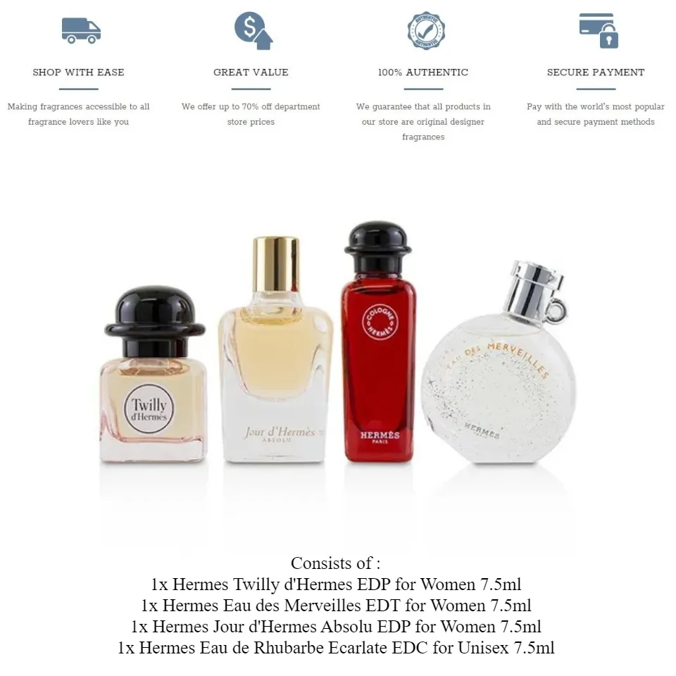 Hermes 4 Pcs Miniature Coffret Gift Set (7.5ml) GiftSet Women