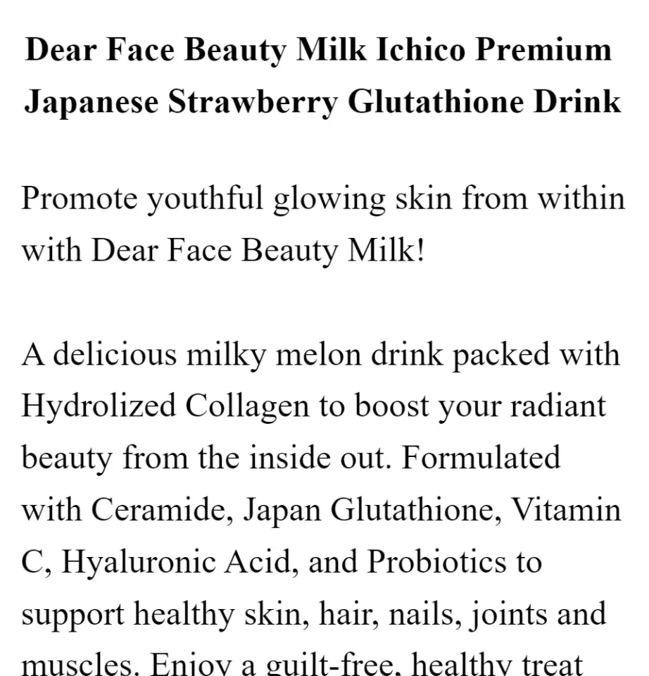 can glutathione help pcos Dear Face BEAUTY MILK PREMIUM JAPANESE MELON COLLAGEN DRINK IPREMIUM JAPANESE  STRAWBERRY GLUTATHION