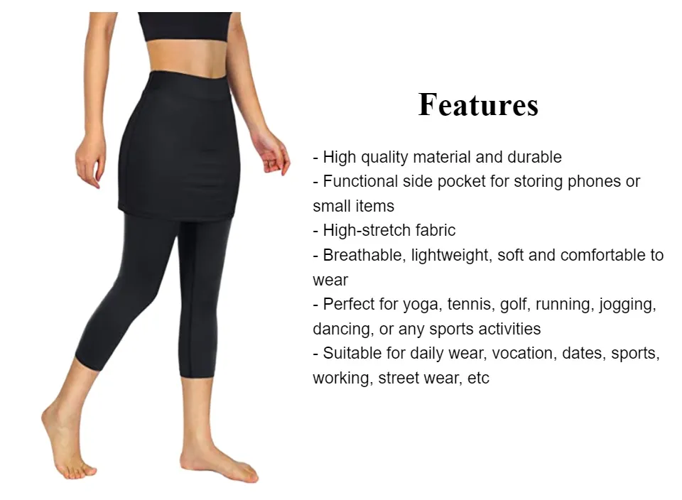 Leggings Pockets Tennis Capris Sports Skirted Women Yoga Legging Skirts  Elastic