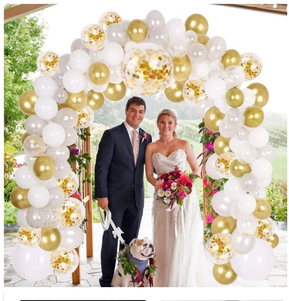  DIY Balloon Arch & Garland kit, 138Pcs Party Balloons  Decoration Set, Gold Confetti & Silver & White & Transparent Balloons for  Baby Shower, Wedding, Birthday, Graduation, Anniversary Organic Party : Home