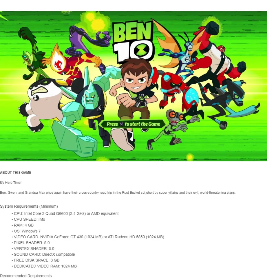 Ben 10 PC GAME [Offline INSTALLATION] | Lazada