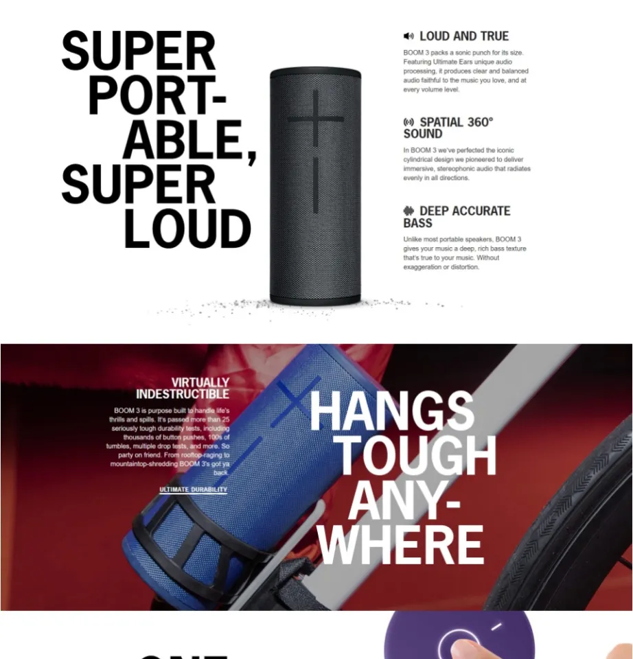 Ultimate Ears Boom Waterproof Super-Portable Wireless Bluetooth