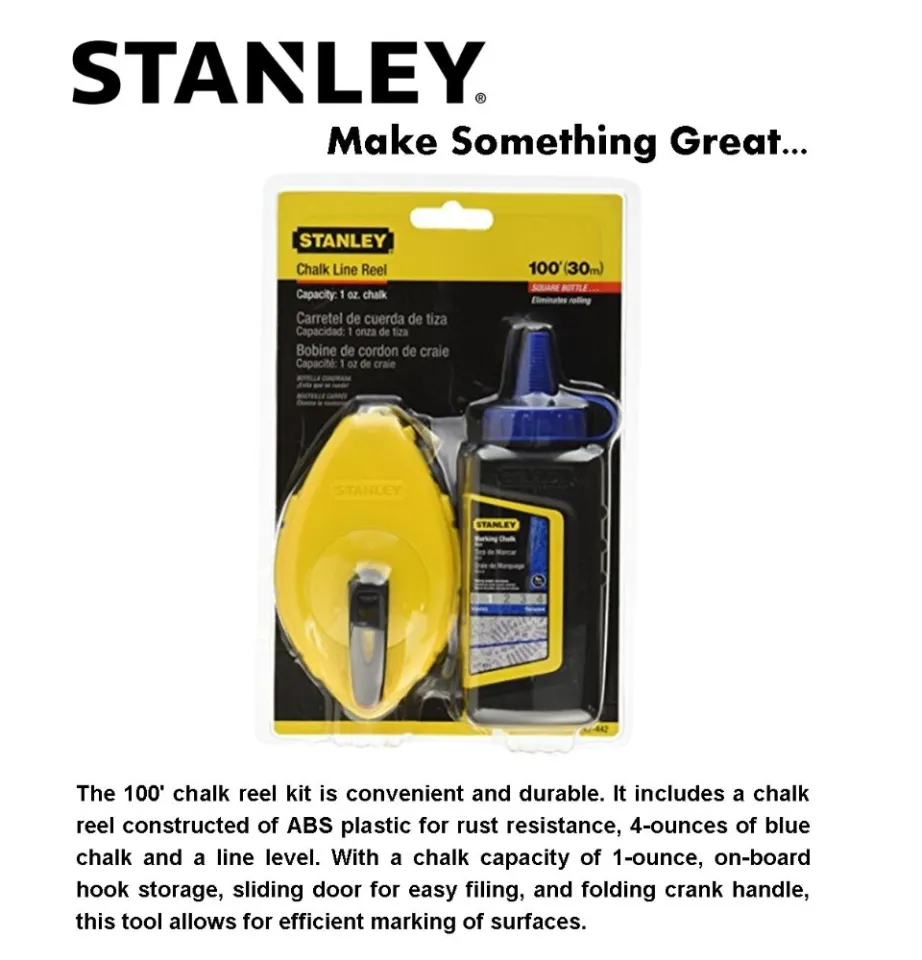 Stanley 47-442 Chalk Line Reel With 4 Oz. Blue Chalk & Plastic