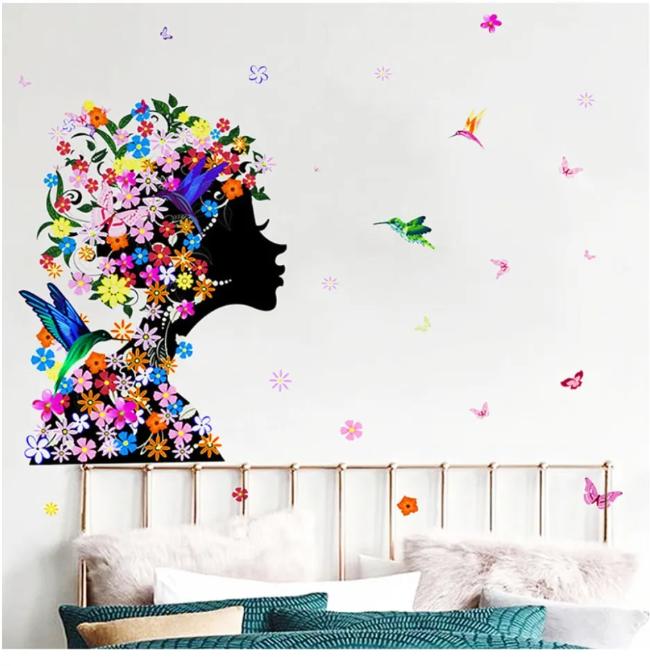 Wallpaper Butterfly DIY Wall Sticker Decor Fairy Flower Girl Wall Decal Art  Vintage Wall Decals for Kids Wedding Room Home Bedroom Living Room