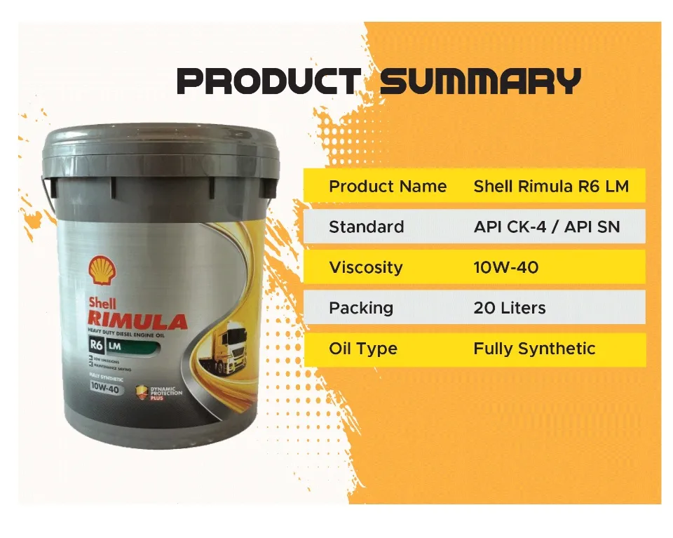 Shell Rimula R6 LM 10W-40 (20 Liters) Fully Synthetic Diesel