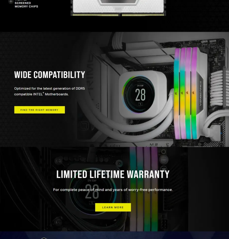 CORSAIR VENGEANCE RGB DDR5 32GB(2x16GB) 5200MHZ C40/6000MHZ C36
