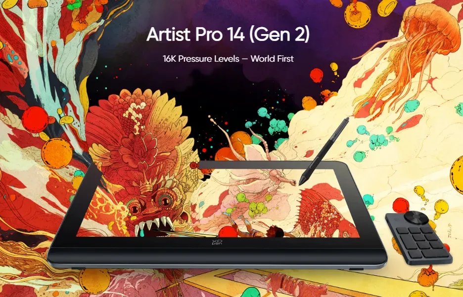 XPPen Artist Pro 14 (Gen 2) เมาส์ปากกา จอวาดรูป ขนาด 14 นิ้ว แรงกด 16,384 ระดับ รองรับการเอียงบรัช