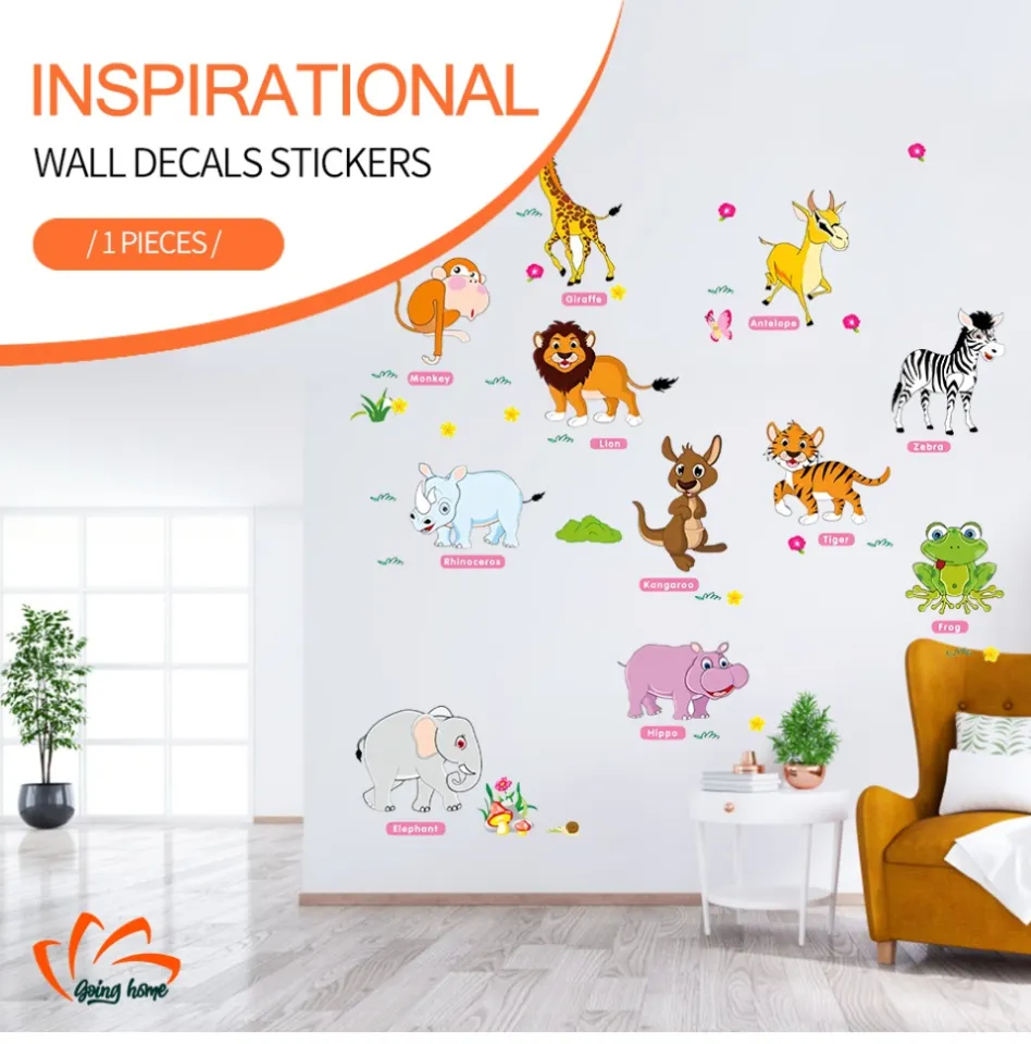 Cartoon Animals Wall Stickers Children Cartoon Zoo DIY Wall Decals