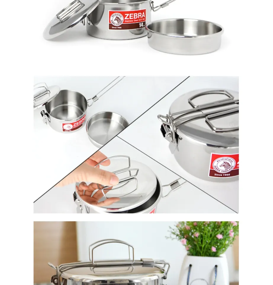 Zebra / Lunch Box Round 14cm / Stainless Steel Camping Pot
