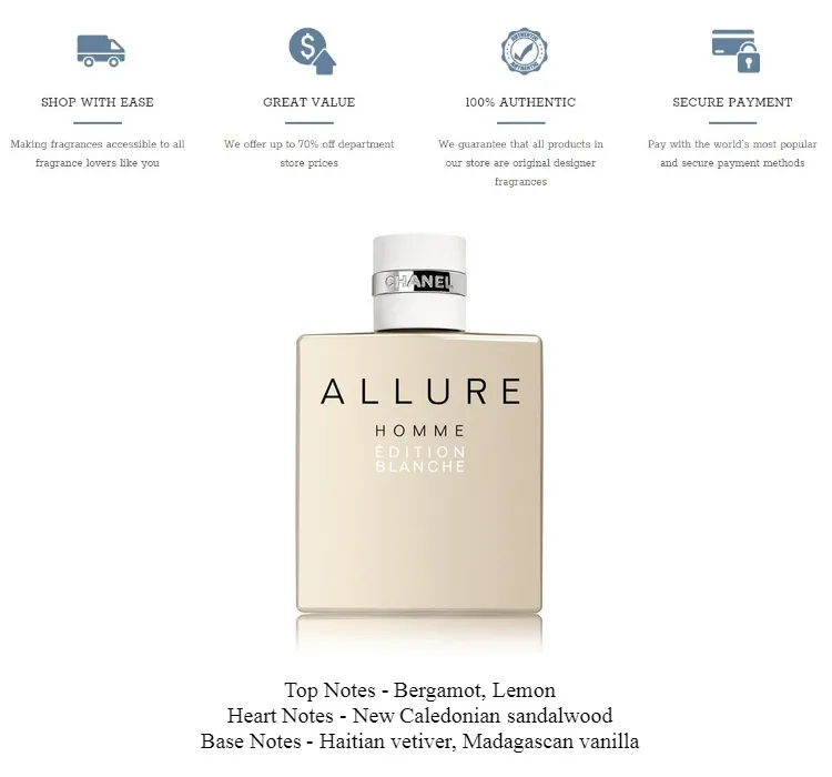 香水(男性用) ALLURE HOMME EDITION BLANCHE 100ml ALLURE HOMME ÉDITION BLANCHE Eau de Parfum Spray (EDP) - 3.4 FL