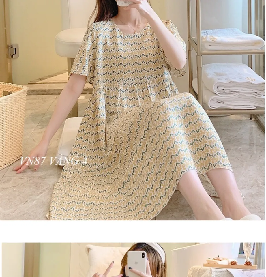 Váy bầu mùa hè thiết kế đầm ngủ đẹp kiểu suông vải lanh tole mát VN-2 - Đầm  bầu | ThờiTrangNữ.vn