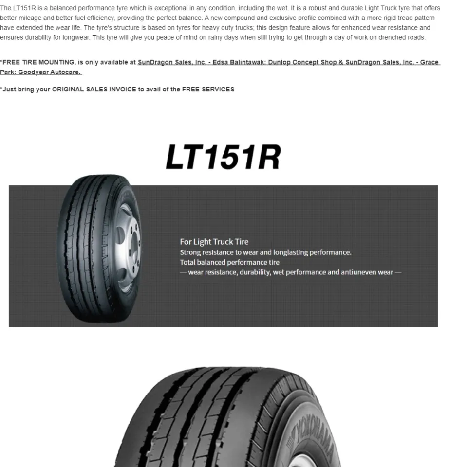 Yokohama 195&frasl;70 R15.5 12PR 109&frasl;107L LT151R (Rib Type