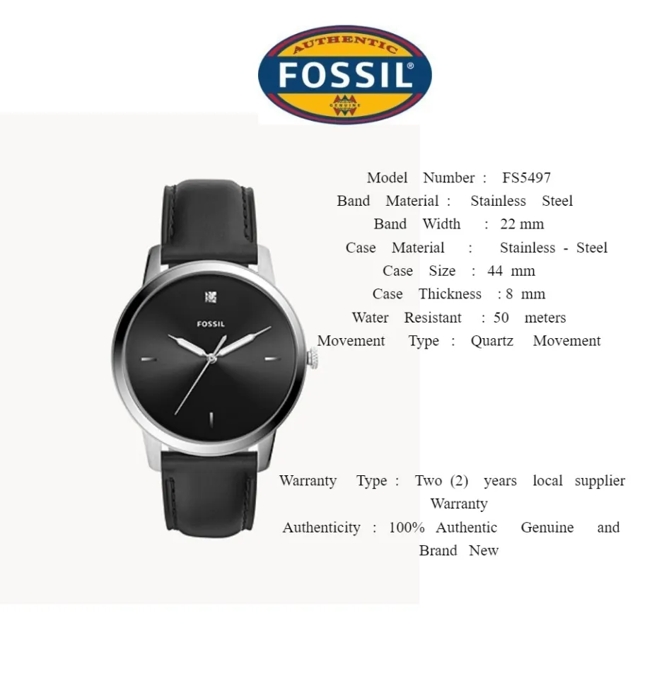 Real Photo Original Fossil Men s The Minimalist Carbon Series Three Hand Black Leather FS5497 Jam Tangan Lelaki Lazada