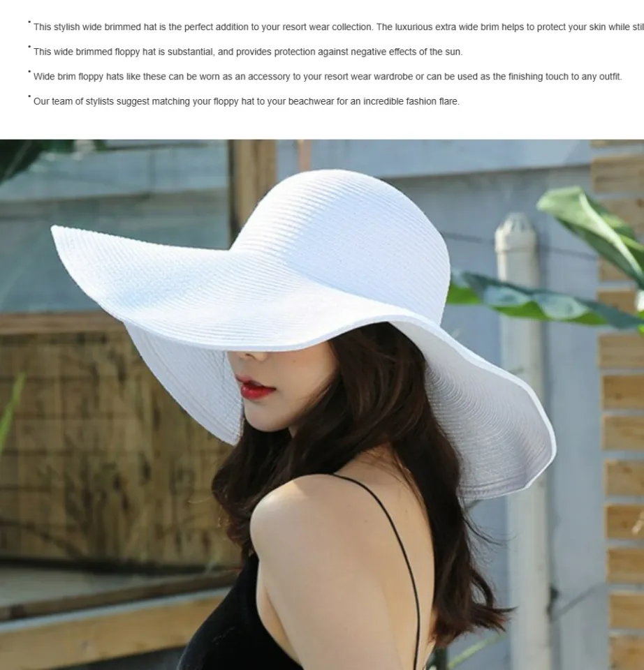 Beachwear Flat Floppy Sun Hat Wide Brim Straw Beach Hat