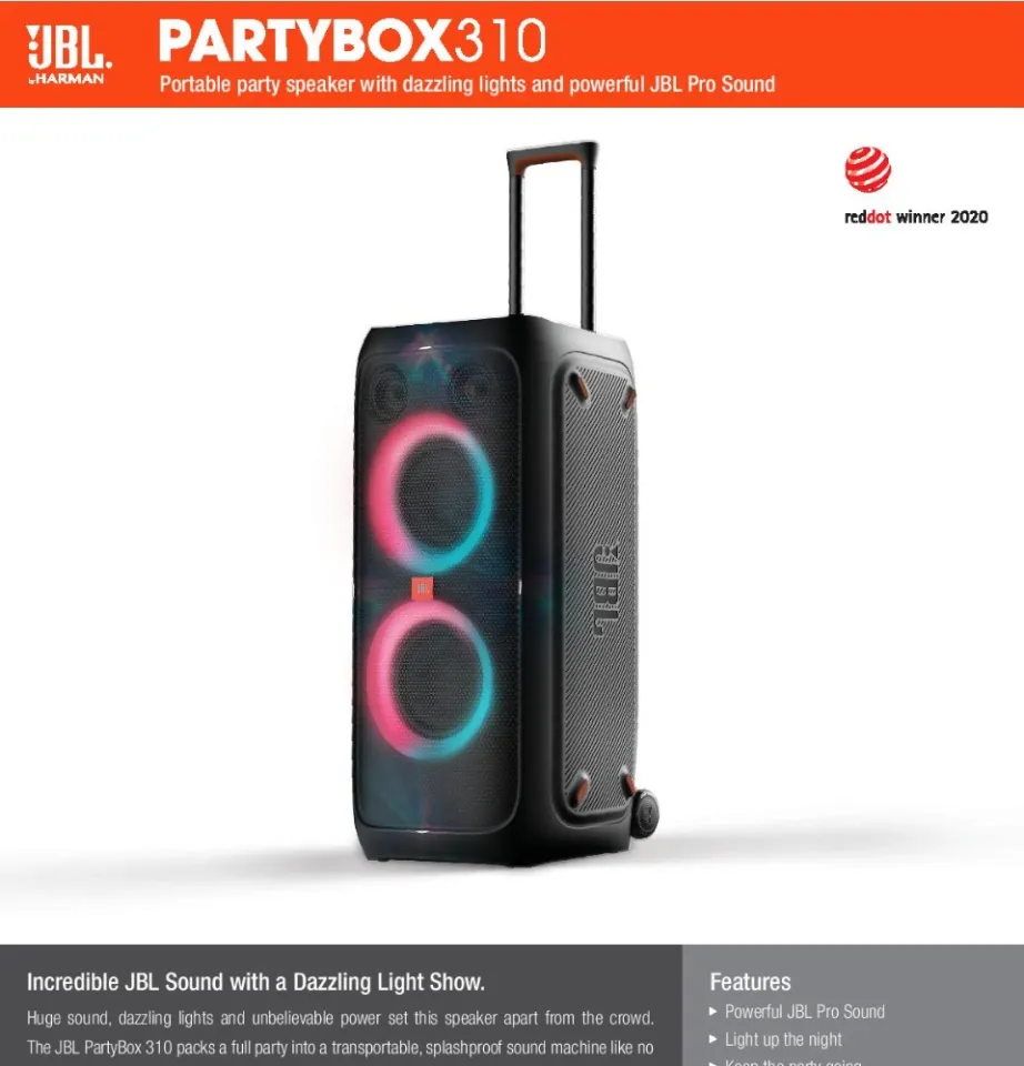 JBL partybox310箱付き JBLポータブルパーティースピーカーPARTYBOX310ユーザーマニュアル