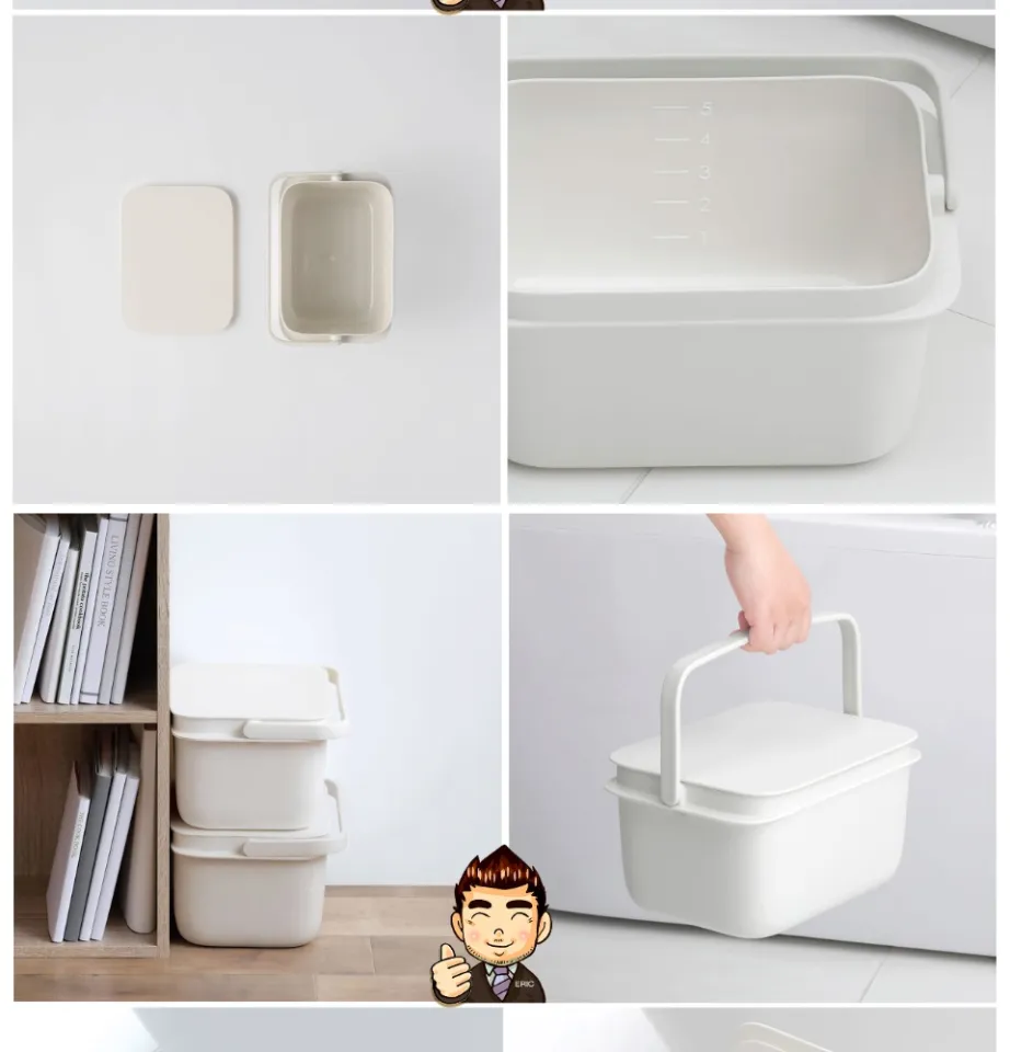 Since 1872】Marna Bucket (white square type with lid)/玛娜附盖白色方型水桶/マーナ( Marna)バケツ( ホワイト スクエア型 フタ付き) Lazada Singapore