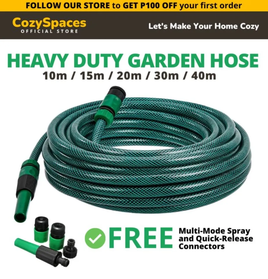 Garden Hose with Spray, (10, 15, 20, 30, 40 Meters) 1/2 Size Heavy Duty  PVC, Complete Water Hose Set with Nozzle Spray Connectors / Adaptors for  Gardening / Washing - Cozy Spaces