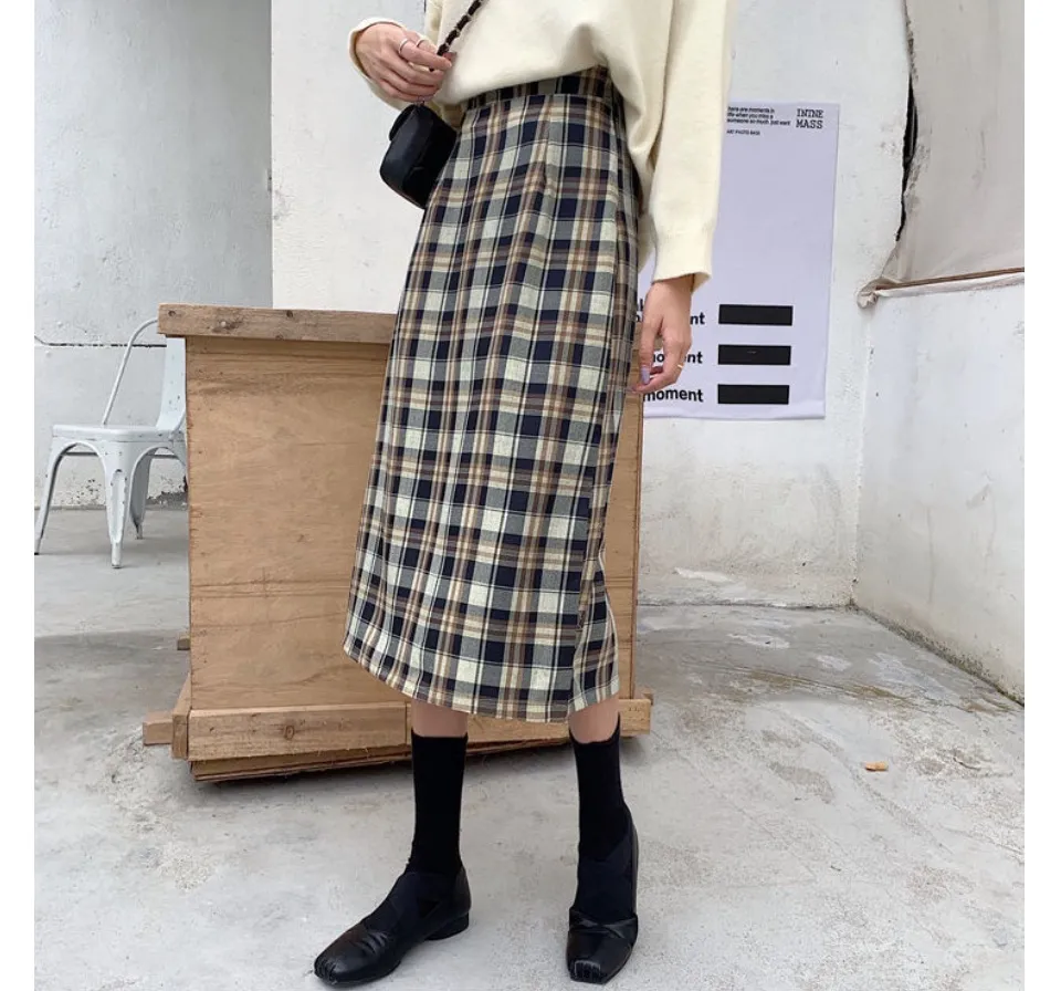 SUCV003 Chân váy kaki xòe trắng đen be dáng dài qua gối basic vintage Đầm  nữ cạp cao chun chữ A 1 màu midi đẹp retro hot | Shopee Việt Nam