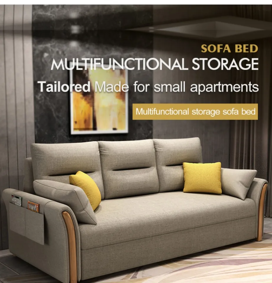 XPX multifunctional folding fabric sofa, sofa bed Nordic three