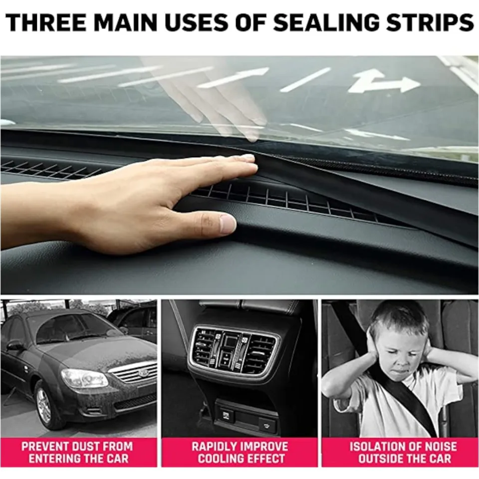 1.6m Carbon Fiber Car Seal Strip - Windshield Dashboard Gap Noise Insulation Kit 6 thumbnail image